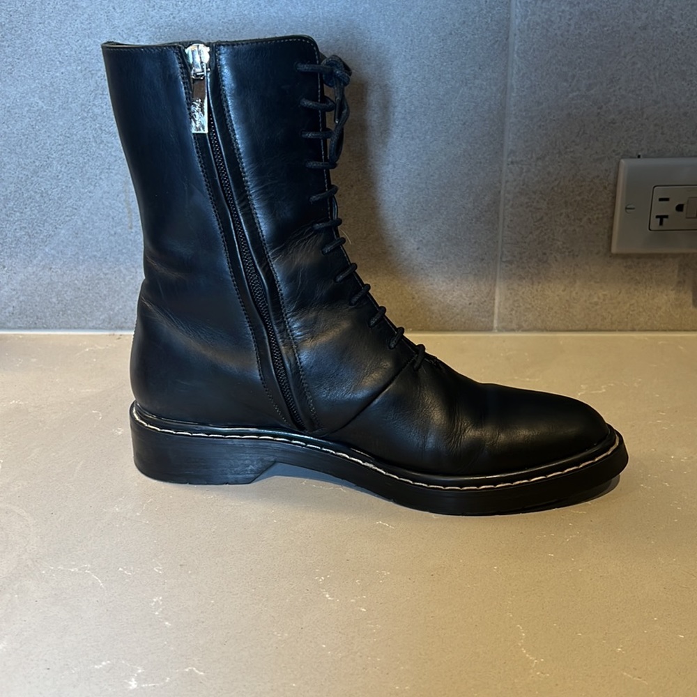 The Row Fara leather lace up bootie black size 38 - Picture 4 of 13
